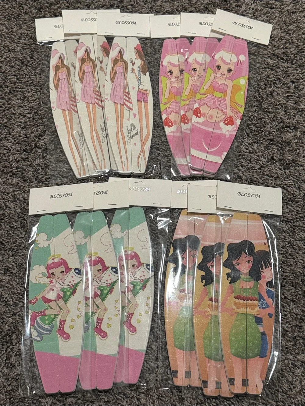Blossom Pink Graphic Nail Files - 12 Packs of 2 Files (24 Files Total)